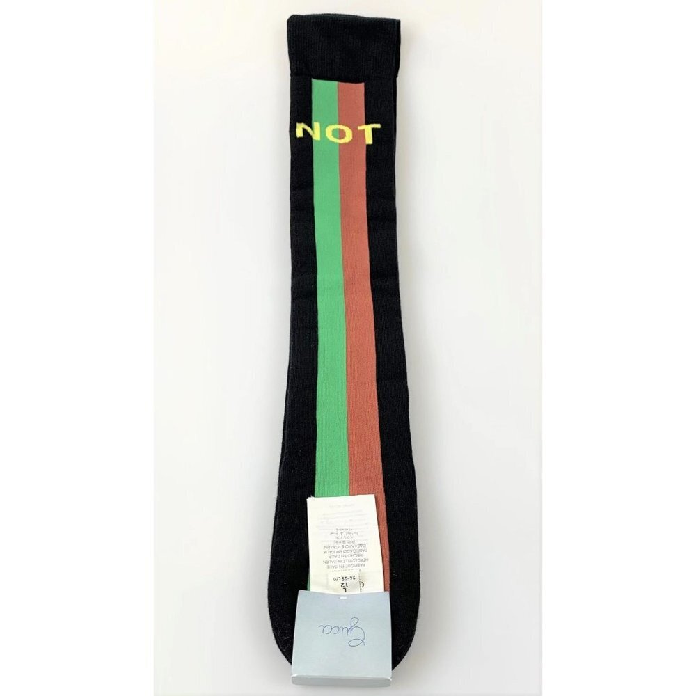 NWT Gucci Men's Fake/not Striped Knit Socks In Black Size L - Picture 3 of 10